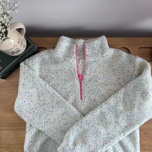 Crewcuts Girls XL 12–14 Sherpa Fleece Half Zip Pullover Pastel Confetti